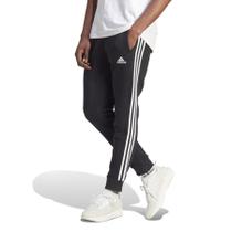 Calças adidas Essentials Fleece de 3 listras para homens em preto/branco