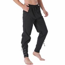 Calças BEDJIMI Medieval Viking Pirate Cosplay Masculinas Pretas