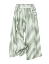 Calças Bianstore Culottes casuais soltas listradas verdes para mulheres