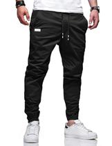 Calças Bilitry BibongMen Joggers Chino Cargo pretas de algodão GG Calças Bilitry BibongMen Joggers Chino Cargo pretas de algodão GG