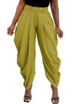 Calças, capota, folgada, cônica, elástica, cintura franzida, verde oliva M Calças, capota, folgada, cônica, elástica, cintura franzida, verde oliva M