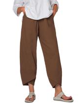 Calças Capri, casuais, de algodão de verão, para mulheres, marrons Calças Capri, casuais, de algodão de verão, para mulheres, marrons