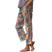 Calças capri HOTYD Boho com estampa floral para mulheres, ajuste descontraído Calças capri HOTYD Boho com estampa floral para mulheres, ajuste descontraído