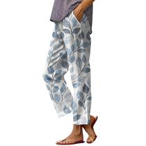 Calças capri HOTYD Boho com estampa floral para mulheres cinza tamanho S