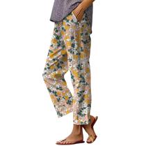 Calças capri HOTYD Boho com estampa floral para mulheres tamanho XL