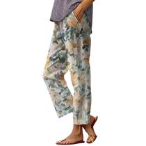 Calças capri HOTYD Boho com estampa floral para mulheres tamanho XL Calças capri HOTYD Boho com estampa floral para mulheres tamanho XL