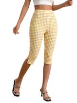 Calças Capri MakeMechic, leggings elásticas de cintura alta, amarelas