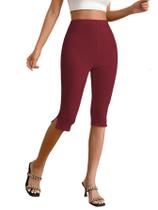 Calças Capri MakeMechic: leggings elásticas de cintura alta cor de vinho Calças Capri MakeMechic: leggings elásticas de cintura alta cor de vinho