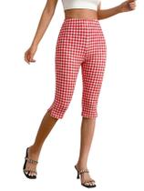 Calças Capri MakeMechic, leggings elásticas de cintura alta, vermelhas