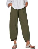 Calças Capri Springrain, casual de verão, de algodão para mulheres Calças Capri Springrain, casual de verão, de algodão para mulheres