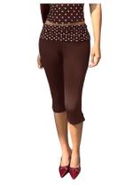 Calças Capri Verdusa Polka Dots Brown para mulheres Calças Capri Verdusa Polka Dots Brown para mulheres
