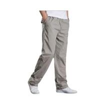 Calças Cargo Casuais Masculinas 6XL Em Algodão Com Bolsos, Calças De Trabalho Largas E Elásticas