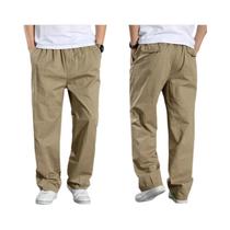 Calças Cargo Casuais Masculinas 6XL Em Algodão Com Bolsos, Soltas, Retas, Elásticas, Para Trabalho E Calças Cargo Casuais Masculinas 6XL Em Algodão Com Bolsos, Soltas, Retas, Elásticas, Para Trabalho E