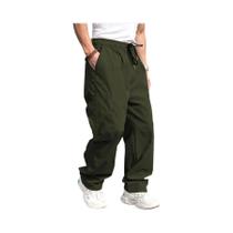 Calças Cargo Casuais Masculinas Com Cintura Ajustável, Ajuste Regular, Confortáveis, Perna Reta, Uso