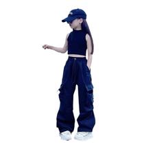 Calças Cargo Casuais Para Meninas, Moda Vintage Streetwear Hip Hop, Calças Largas Com Cintura