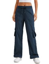 Calças cargo CRZ YOGA leves para mulheres, azul tinta, pequena