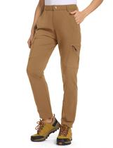 Calças cargo de caminhada TBMPOY femininas resistentes à água, marrom claro