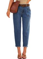 Calças cargo EVALESS, jeans largos para mulheres, azul escuro, tamanho 8