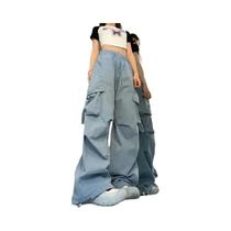Calças Cargo Femininas De Cintura Alta Com Pernas Largas Vintage Y2K Retro Hip Hop Casual