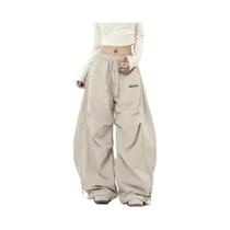 Calças Cargo Femininas Oversize De Perna Larga Com Cintura Baixa E Cordão Estilo Retrô Y2K Hip Hop