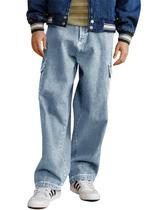 Calças cargo Haloumoning, cintura elástica para meninos, de 5 a 14 anos