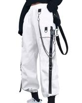 Calças cargo Kisswow de cintura alta, folgadas para mulheres, streetwear