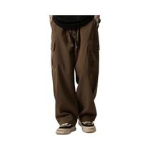 Calças Cargo Masculinas Vintage Japonesas De Perna Larga Com Cordão E Bolsos Grandes Para Primavera