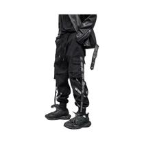 Calças Cargo Pretas Masculinas, Joggers, Streetwear Japonês, Hip Hop, Techwear, Calças Com Fita Calças Cargo Pretas Masculinas, Joggers, Streetwear Japonês, Hip Hop, Techwear, Calças Com Fita