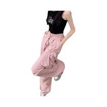 Calças Cargo Pretas Oversize Y2K Femininas Com Pernas Largas E Bolsos Estilo Hippie Streetwear Calças Cargo Pretas Oversize Y2K Femininas Com Pernas Largas E Bolsos Estilo Hippie Streetwear