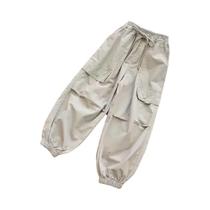 Calças Cargo Respiráveis Para Crianças, Primavera E Verão, Com Cintura Elástica, Estilo Casual E Calças Cargo Respiráveis Para Crianças, Primavera E Verão, Com Cintura Elástica, Estilo Casual E