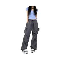 Calças Cargo Retro Femininas De Perna Larga, Casuais, Estilo Baggy, Com Bolsos, Moda Y2K