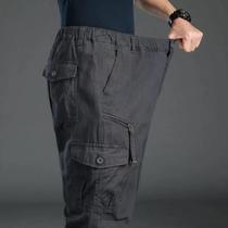 Calças Cargo Táticas Masculinas De Tamanho Grande Com Cintura Elástica E Múltiplos Bolsos Em Algodão