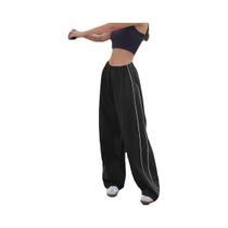 Calças Cargo Vintage Y2K Femininas Largas Com Cordão Elástico De Cintura Baixa Calças De Moletom