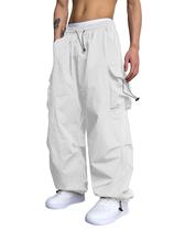 Calças cargo ZAFUL Flat Pocket Parachute para homens brancas S