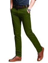 Calças casuais combinam com a frente plana e fina para homens, verdes Calças casuais combinam com a frente plana e fina para homens, verdes