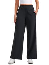 Calças casuais CRZ YOGA Stretch Wide Leg Femininas Pretas Pequenas