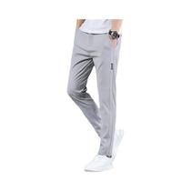 Calças Casuais De Negócios Masculinas Em Seda Gelada Pretas E Cinzas Verão 2025 Finas Elásticas