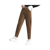 Calças Casuais De Veludo Cotelê De Cintura Alta Para Mulheres, Quentes E Confortáveis, Calças Harem