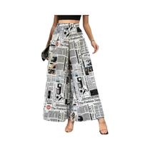 Calças Casuais Femininas De Perna Larga Com Estampa Digital 3D Estilo De Rua Tendência De Moda De Calças Casuais Femininas De Perna Larga Com Estampa Digital 3D Estilo De Rua Tendência De Moda De