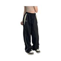 Calças Casuais Femininas Vintage Y2K De Cintura Alta Com Pernas Largas E Efeito Desgastado Calças Casuais Femininas Vintage Y2K De Cintura Alta Com Pernas Largas E Efeito Desgastado