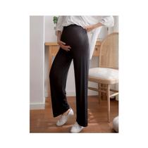 Calças casuais folgadas para maternidade em tecido modal preto