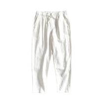 Calças Casuais Masculinas De Algodão E Linho, Estilo Streetwear, Joggers De Cores Sólidas, Calças