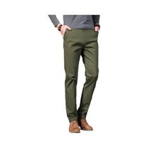 Calças Casuais Masculinas De Algodão Stretch Cor Café Leves Retas Clássicas Para Negócios Em Cor