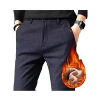 Calças Casuais Masculinas De Corte Reto E Ajuste Slim Azul Cinza Para Trabalho Diário E Moda