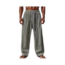 Calças Casuais Masculinas plus Size Em Algodão E Linho Com Corte Reto E Cordão Confortáveis 2025 Calças Casuais Masculinas plus Size Em Algodão E Linho Com Corte Reto E Cordão Confortáveis 2025