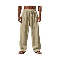 Calças Casuais Masculinas plus Size Em Algodão E Linho Com Corte Reto E Cordão Confortáveis 2025 Calças Casuais Masculinas plus Size Em Algodão E Linho Com Corte Reto E Cordão Confortáveis 2025