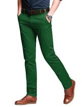Calças casuais masculinas que combinam com cônico fino e frontal plana, verde Calças casuais masculinas que combinam com cônico fino e frontal plana, verde