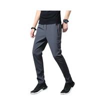 Calças Casuais Masculinas Slim Fit Com Elástico Na Cintura, Clássicas Em Azul, Preto E Cinza,