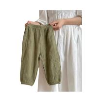Calças Casuais Para Meninas, Anti-Mosquito, Corte Solto, Cor Sólida, Roupas Finas Para Crianças