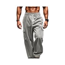 Calças Casuais Retro De Corduroy Masculinas Com Múltiplos Bolsos, Corte Solto E Perna Reta 2024